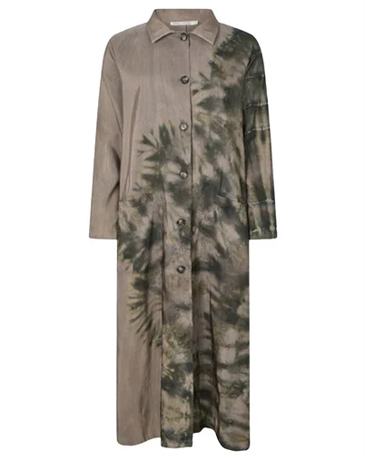 Rabens Saloner - Celine Lava Long Frakke - Grey Green Combo